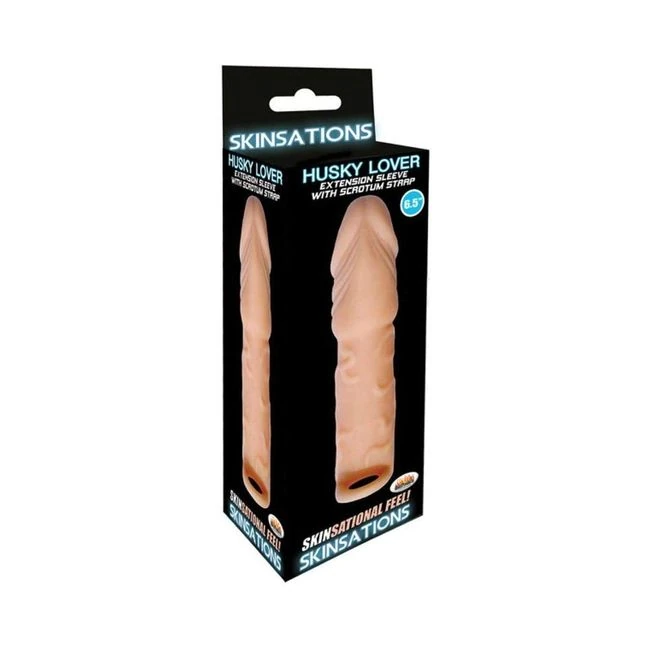 Skinsations Husky Lover Extension Sleeve Scrotum Strap 6.5 Inches - Grip & Control