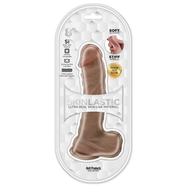 Skinsations Skinlastic Sliding Skin Dildo W/ Suction Base - Shape & Texture