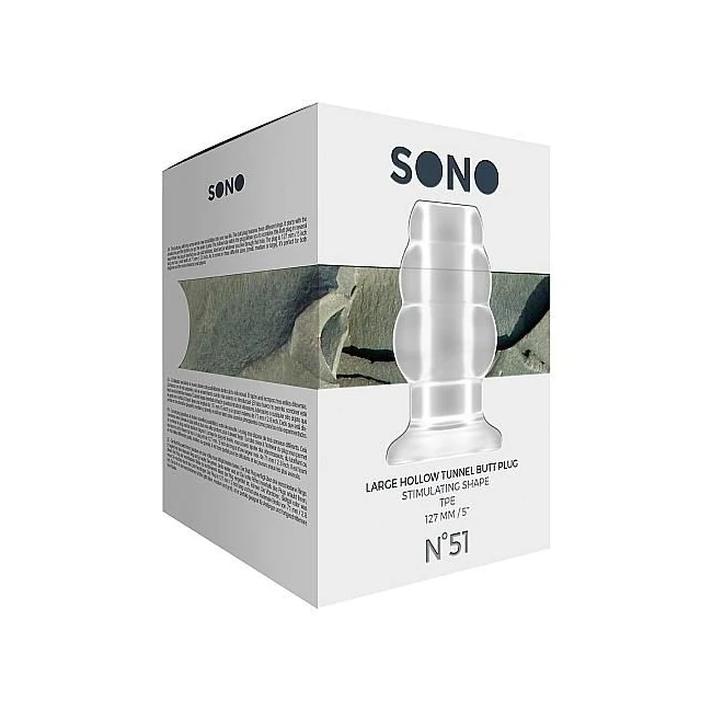 Sono No 51 Large Hollow Tunnel Butt Plug 5 Inches Translucent - Graduated Sizing for All Levels