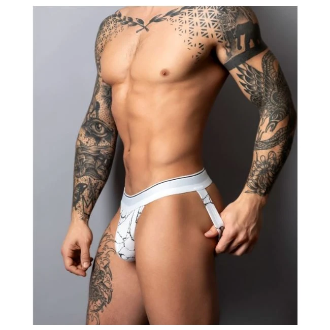 Soo Cumfy Jock Black/white - Pouch, Waistband and Leg Bands