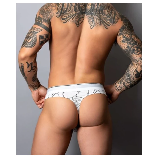 Soo Cumfy Thong Black/white - by Male Power Lingerie