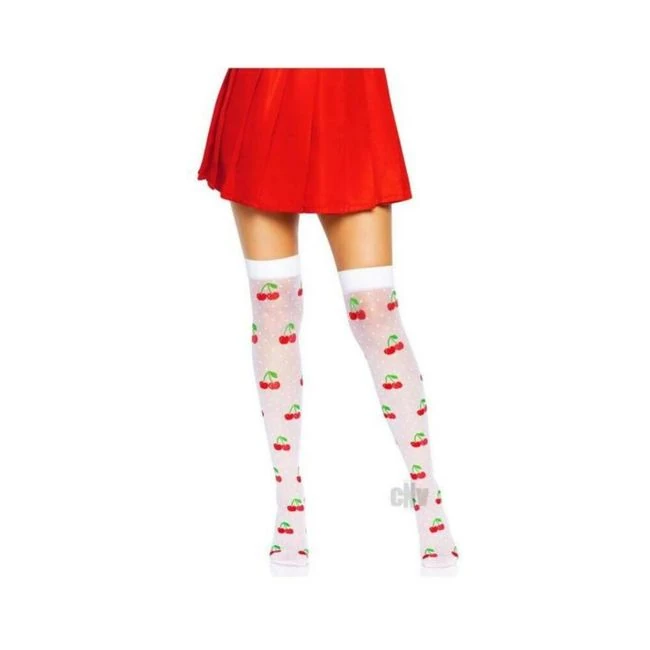 Spandex Dot Cherry Thigh Blk/red - Fabric & Feel