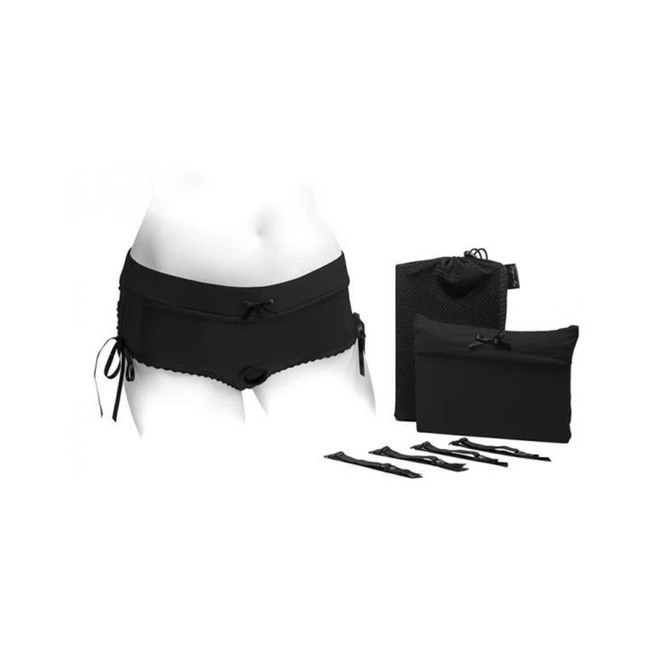 Spareparts Sasha Cinch Booty Short Harness Black Size - Shape & Texture