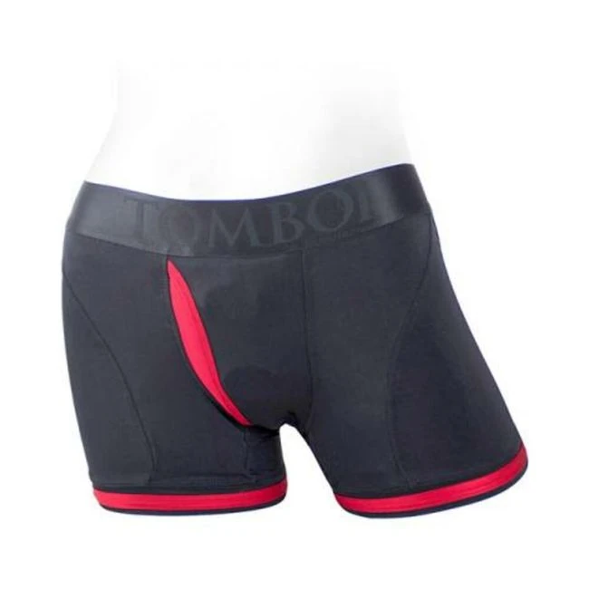 Spareparts Tomboii Nylon Boxer Briefs Harness Black/red Size - Shape & Texture