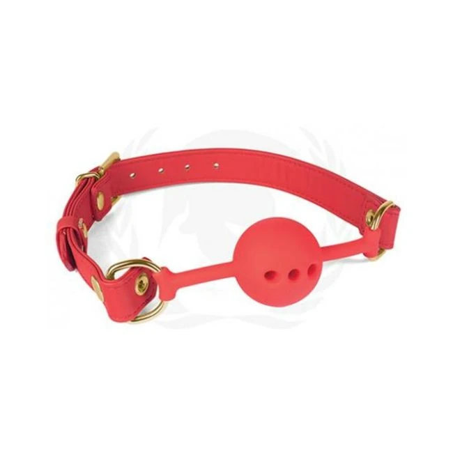 Spartacus Red Silicone Ball Gag with Green Pu Strap - Build & Quality