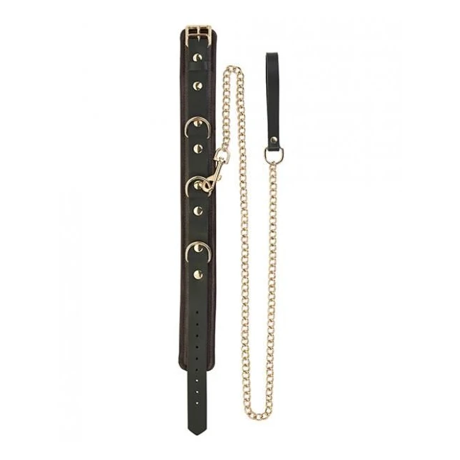 Spartacus Collar & Leash Brown Leather Gold Accent Hardware - Build & Quality
