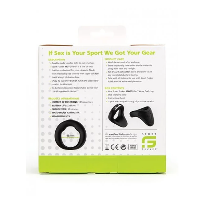 Sport F*cker Motovibe Apex Vibrating Cock Ring Black - Vibration Modes