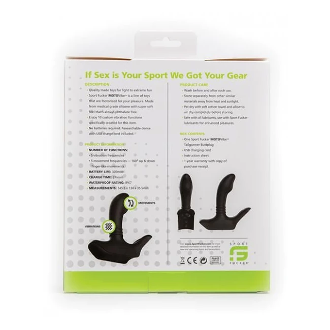 Sport F*cker Motovibe Tailgunner Butt Plug Black - Vibration Modes