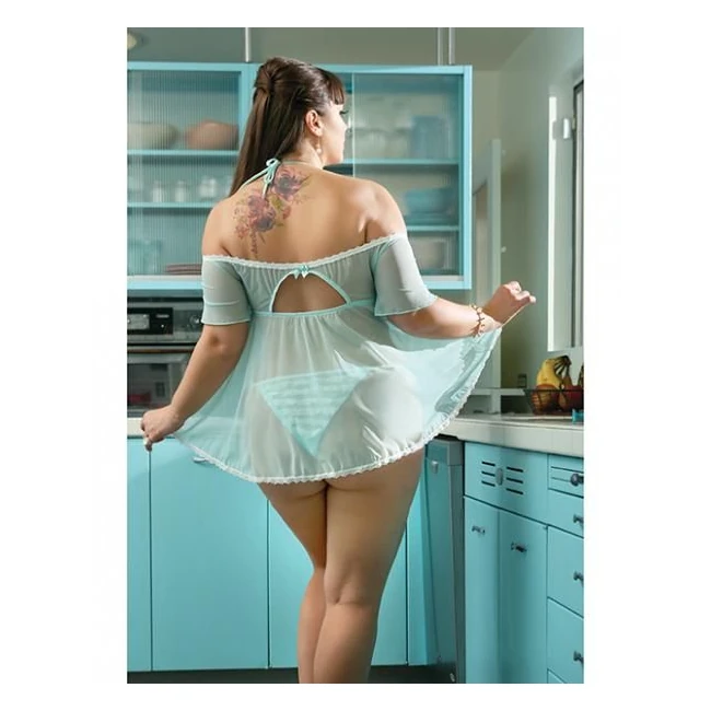 Spring Summer Off the Shoulder Babydoll & Panty Mint 3x/4x - Design Details