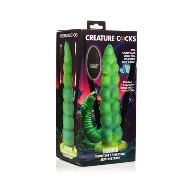 Squirmer Thrusting and Vibrating Silicone Dildo - Experience Thrilling Thrusting and Vibrations