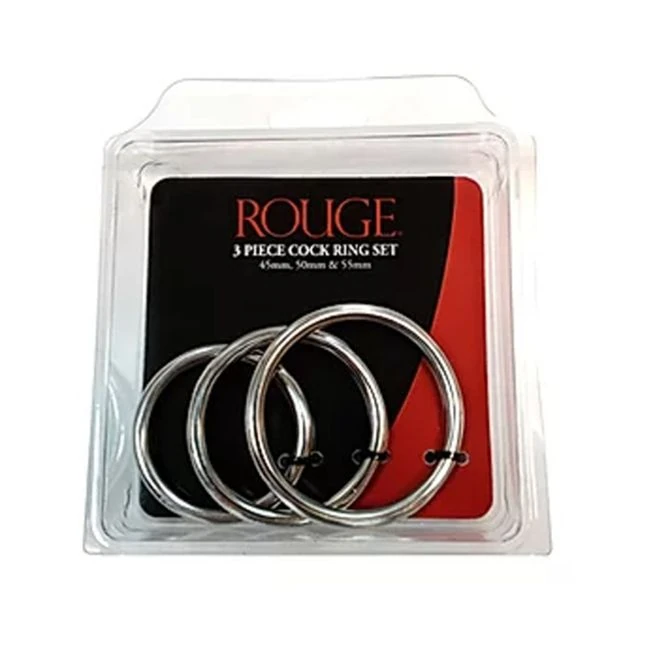 Stainless Steel  Stainless Steel 3 Piece Cock Ring Set (55mm/50mm/45mm) - Overview