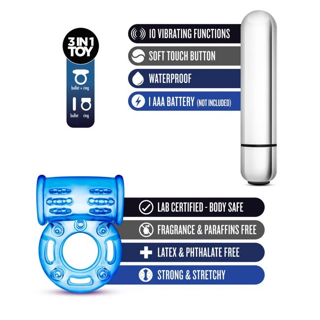 Stay Hard 10 Function Bull Ring Vibrating - Design and Color Options