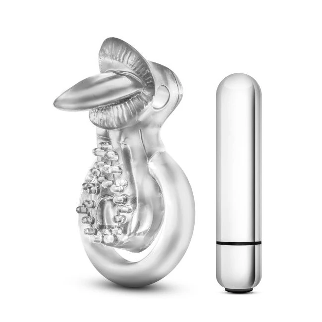 Stay Hard 10 Function Tongue Ring Vibrating Clear - Experience the Versatility of the Stay Hard 10 Function Tongue Ring