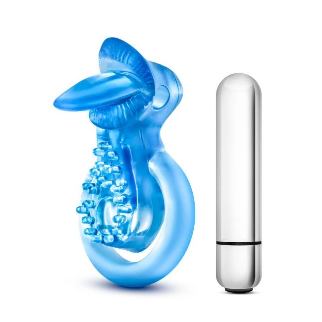 Stay Hard 10 Function Vibrating Tongue Ring Blue - Overview