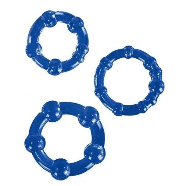 Stay Hard Beaded Cockrings 3pc Set Blue - Overview