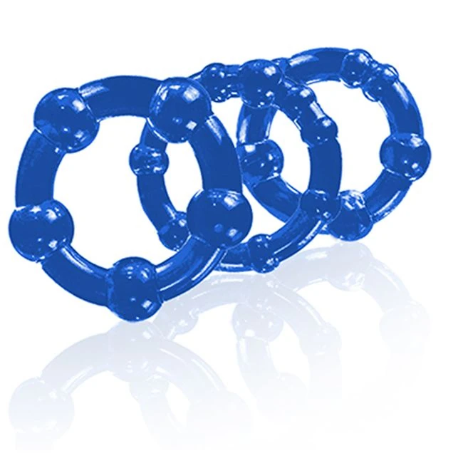 Stay Hard Beaded Cockrings 3pc Set Blue - Key Details