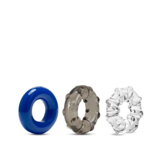Stay Hard Triple Stretch 3 pk Cock Ring Multi Color - Design &amp; Build
