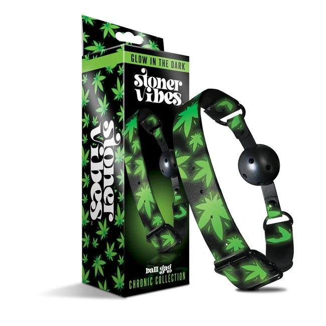 Stoner Vibes Breathable Ball Gag Glow in the Dark Chronic Collection - Experience the Unique Vibe of the Stoner Vibes Breathable Ball Gag