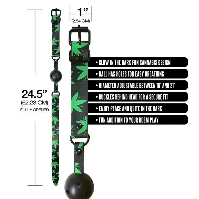 Stoner Vibes Breathable Ball Gag Glow in the Dark Chronic Collection - Compatibility and Play Options