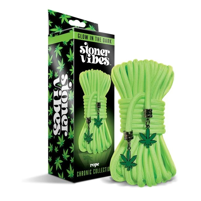 Stoner Vibes Rope 32ft Glow in the Dark Chronic Collection - Bondage Rope That Keeps Glowing When the Lights Go Out