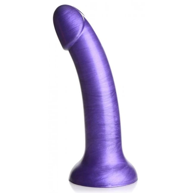 Strap U G-tastic 7in Metallic Silicone Dildo Purple - Shape & Texture