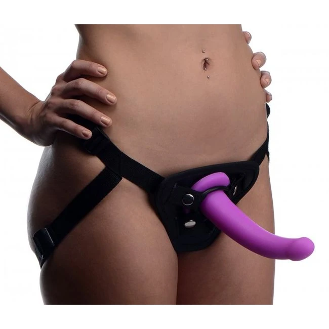 Strap U Navigator Silicone G Spot Dildo W/ Harness - Adjustable Harness for Comfortable Fit