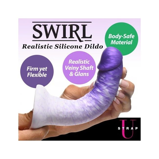 Strap U Real Swirl Realistic Dildo Purple - Shape & Texture