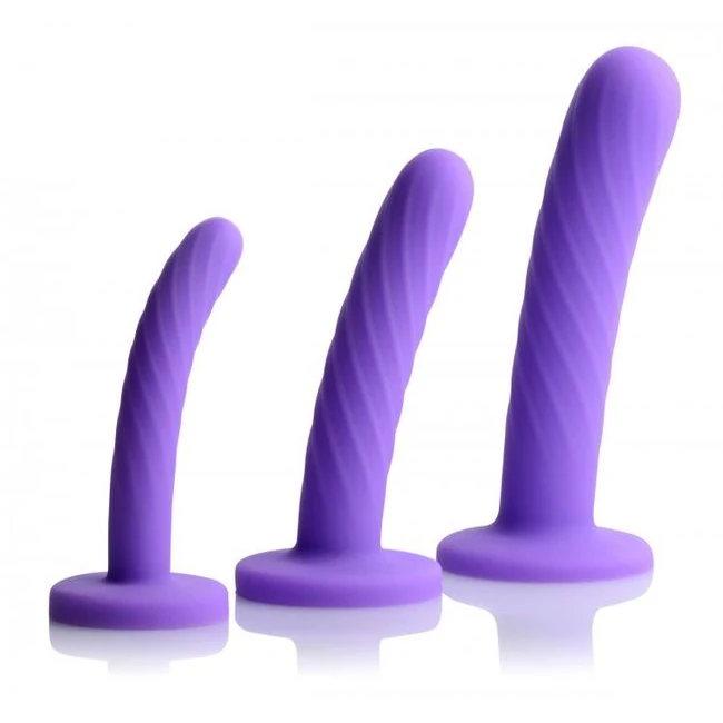 Strap U Tri Play 3 Pc Silicone Dildo Set Purple - Introducing the Strap U Tri Play 3 Pc Silicone Dildo Set in Purple
