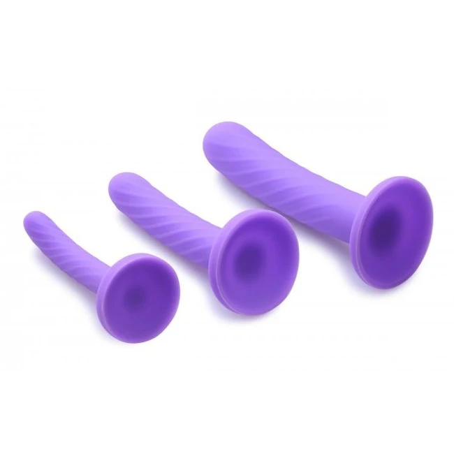 Strap U Tri Play 3 Pc Silicone Dildo Set Purple - How It Feels