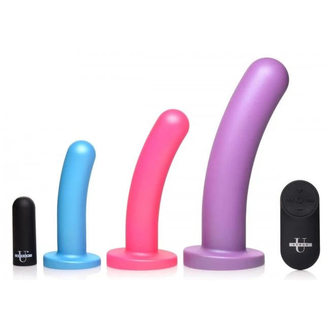 Strap U Triple Peg 28x Dildo Set Silicone W/ Remote - Strap U Triple Peg 28X Dildo Set Silicone with Remote Control