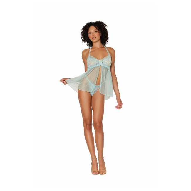 Stretch Lace Babydoll Set Ruffle Trim - Fit & Sizing