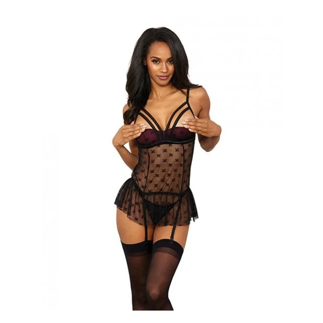 Stretch Mesh Bow Pattern Babydoll W/g-string Black/burgundy - What Is the Stretch Mesh Bow Pattern Babydoll W/g-string Black/burgundy?