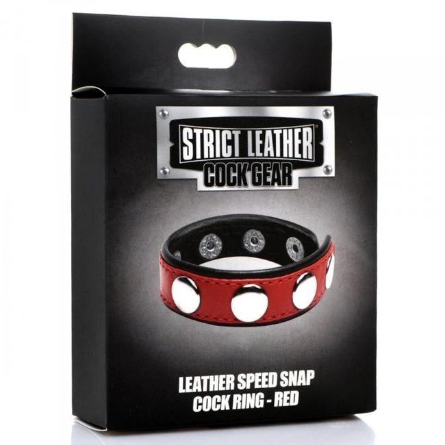 Strict Cock Gear Leather Speed Snap Cock Ring Red - Hardware & Fasteners