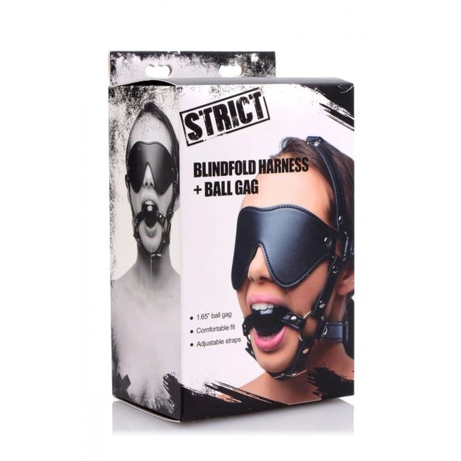 Strict Eye Mask Harness W/ Ball Gag - Hardware & Fasteners