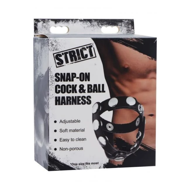 Strict Snap on Cock and Ball Harness Black - Key Details