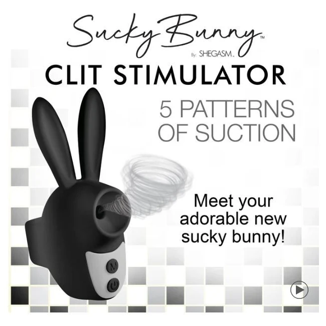 Sucky Bunny Clit Stimulator Black - Experience Intimate Stimulation with the Sucky Bunny Clit Stimulator