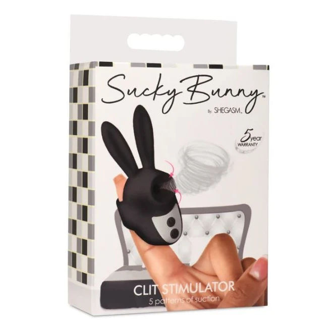 Sucky Bunny Clit Stimulator Black - Vibration Modes and Suction Power