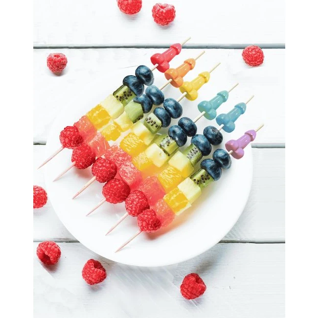 Super Fun Penis Hors D'oeuvre Picks - Reusable ABS Tops in Assorted Colors