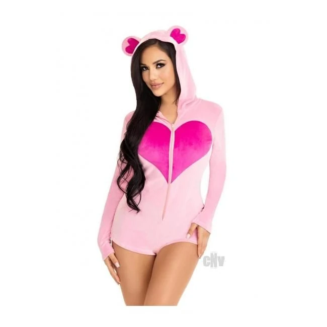 Sweetheart Bear Romper Lg Pnk - Fabric & Feel