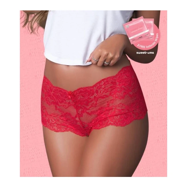 Sweetums Lace Boy Short W/ Wipes - Three Sizes and Two Wipes in the Box