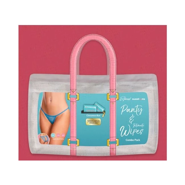 Sweetums Open Back Panty W/ Wipes Blue Sugar - by Magic Silk Lingerie