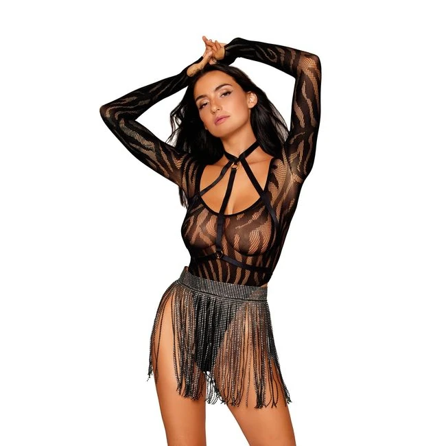 Swirl Knit Teddy & Harness Set Black O/s - Fabric & Feel
