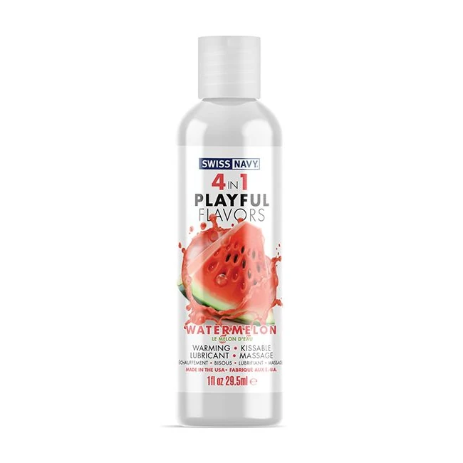 SWISS NAVY 4 IN 1 PLAYFUL FLAVORS WATERMELON - Swiss Navy 4-in-1 Playful Flavored Watermelon Lubricant