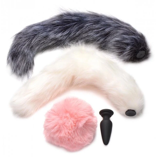 Tailz Snap on Silicone Anal Plug & 3 Interchangeable Tails - Key Features