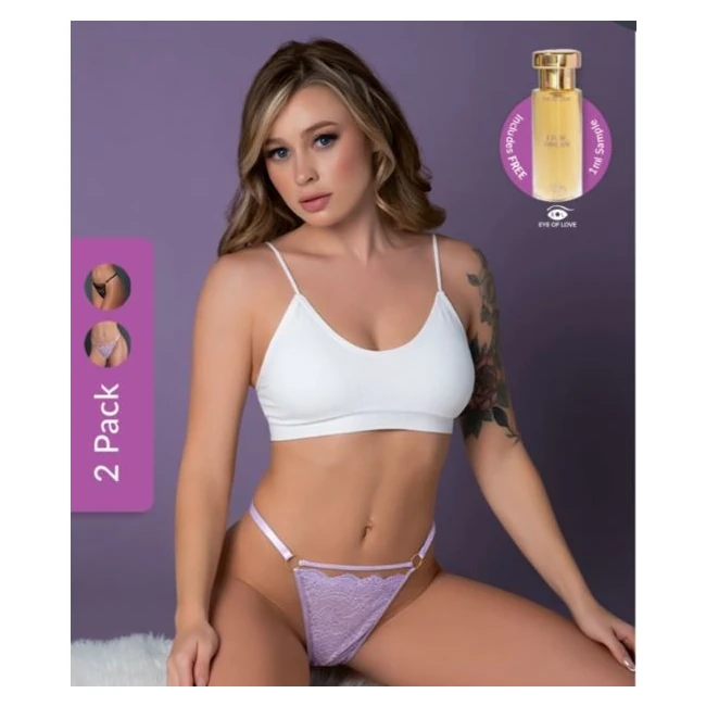 Tanga Pantylilac/black W/ Lilac Dream Pheromone - Sizing, Pack Options and Included Sample