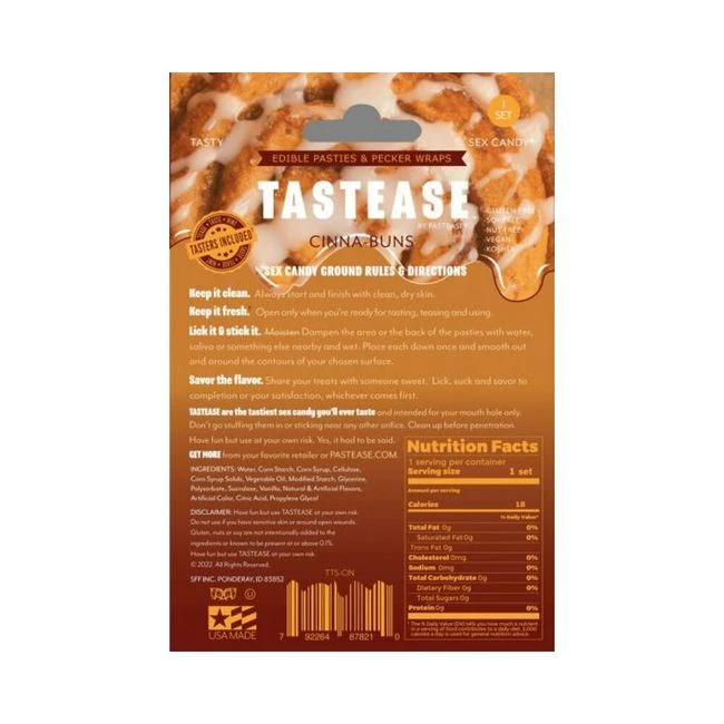 Tastease Cinna-bun Edible Nipple Pasties & Pecker Wraps - Product Overview