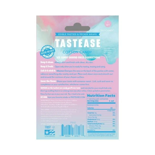 Tastease Cotton Candy Edible Nipple Pasties & Pecker Wraps - Product Overview