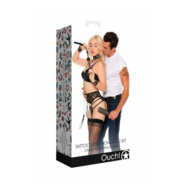 Tattoo Style Bondage Kit - Old School Tattoo Style - Black - Hardware & Fasteners