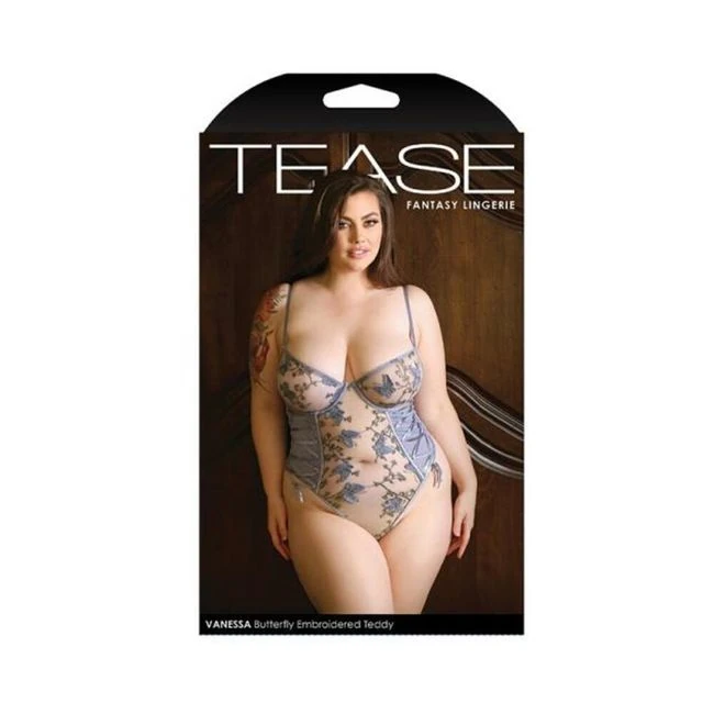 Tease Vanessa Butterfly Embroidered Mesh Teddy with Ribbon Lace-up Detail and Snap Closure Perwinkle - What Is the Tease Vanessa Butterfly Embroidered Mesh Teddy with Ribbon Lace-up Detail and Snap Closure Perwinkle?