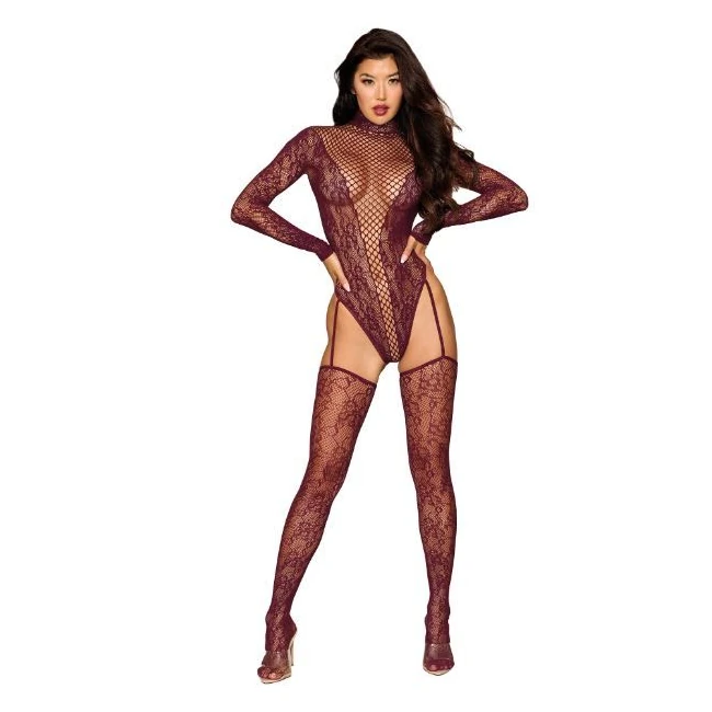 Teddy Bodystocking Cherry Lacquer - Sizes and Cut Through the Body